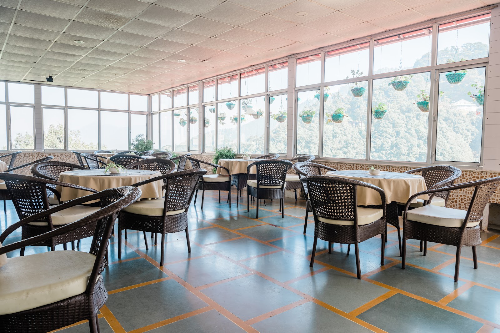 Deodar Kitchen dining hall with valley-view windows