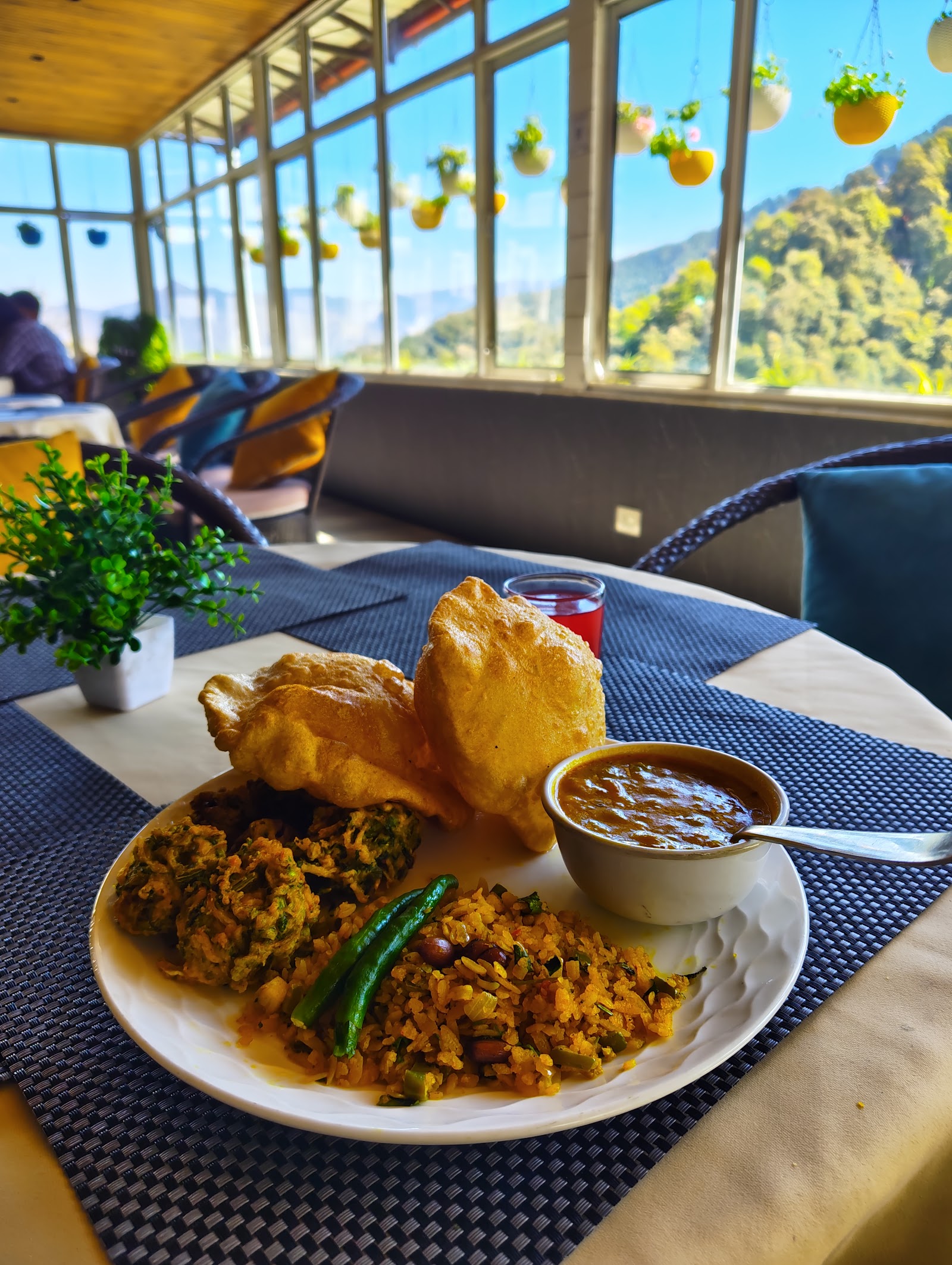 Homestyle breakfast plate at Deodar Kitchen, Mussoorie
